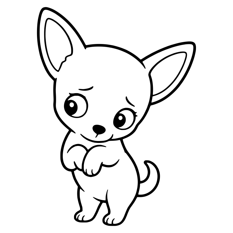 Shy Chihuahua Puppy Standing With Paws Clasped — free animal SVG cut file