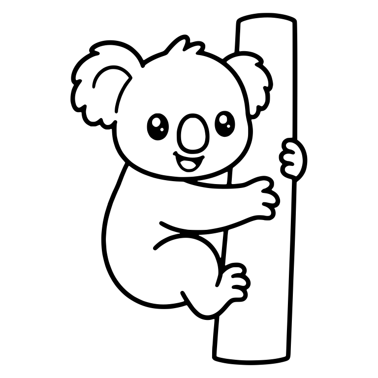Koala Hugging a Smooth Tree Trunk with Open Smile — free animal SVG cut file