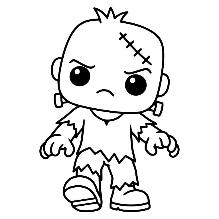 Angry Frankenstein Kid With Spiky Hair And Diagonal Stitches — free fantasy-creature SVG cut file
