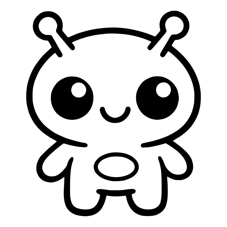 Kawaii Alien with Antennae and Belly Oval — free fantasy-creature SVG cut file