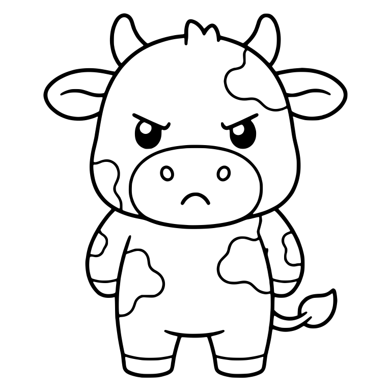 Cranky Spotted Cow Standing Upright On Two Legs — free animal SVG cut file