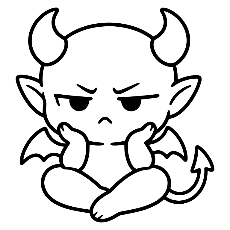 Sulking Devil Sitting Cross-Legged With Chin on Hands — free fantasy-creature SVG cut file
