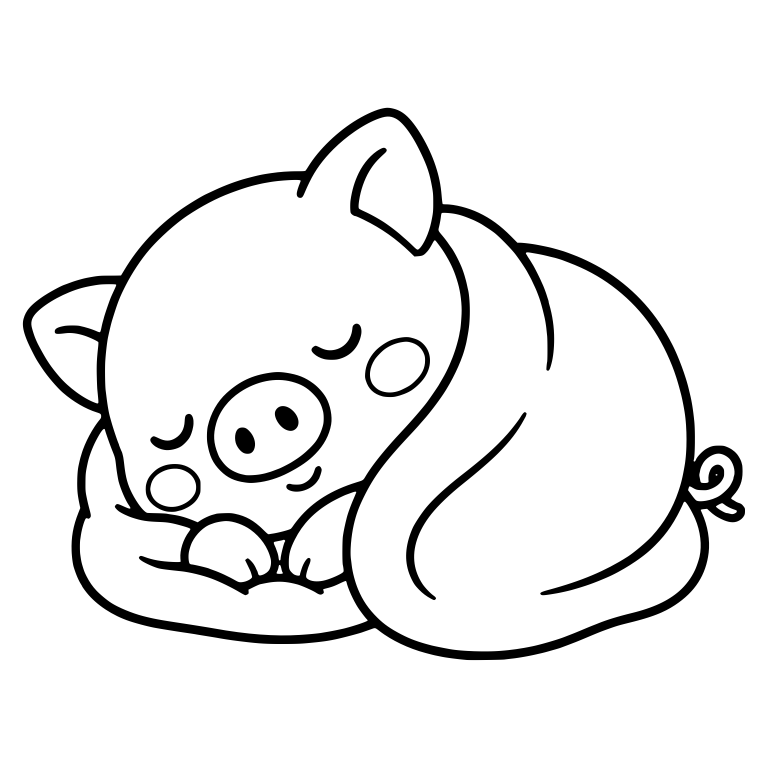 Sleeping Piglet With Blanket and Pillow — free animal SVG cut file