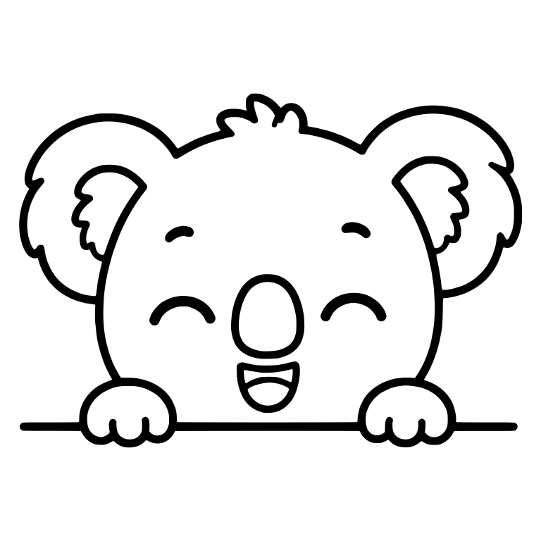 Laughing Koala Peeking Over A Line With Paws — free animal SVG cut file