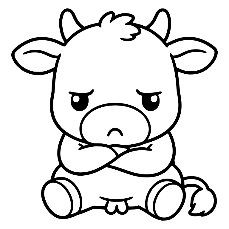 Grumpy Cow Sitting with Arms Crossed — free animal SVG cut file