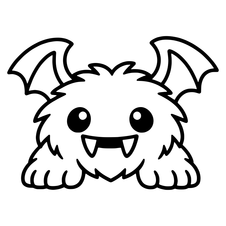 Fuzzy Winged Monster Peeking With Bat Wings And Fangs — free fantasy-creature SVG cut file