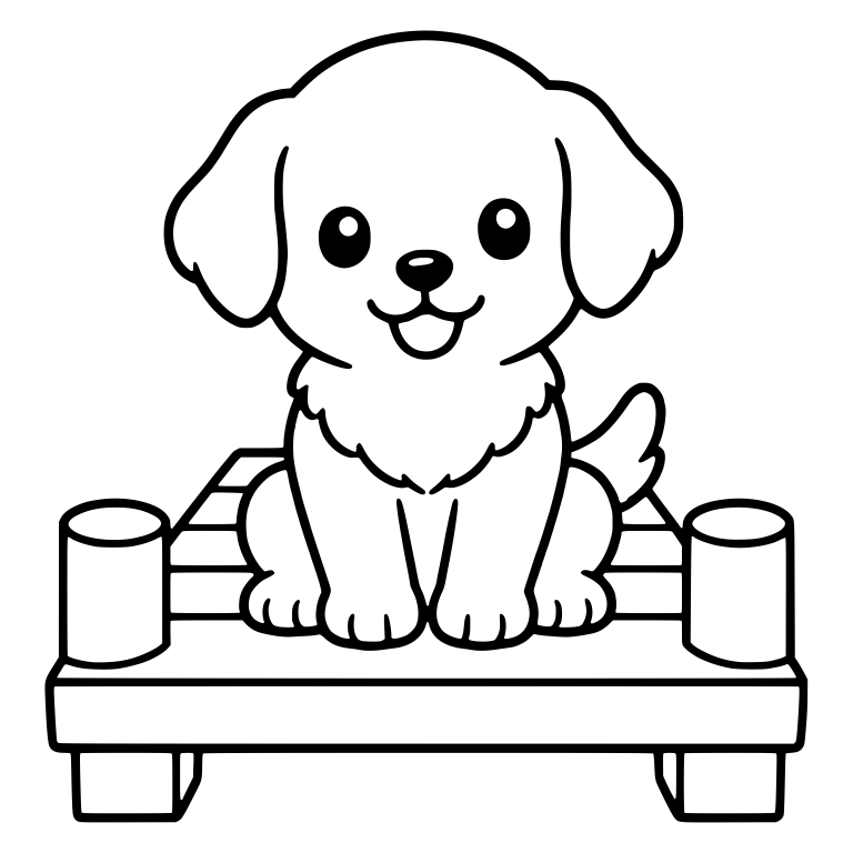 Open-Mouthed Puppy Sitting Between Two Dock Posts — free animal SVG cut file