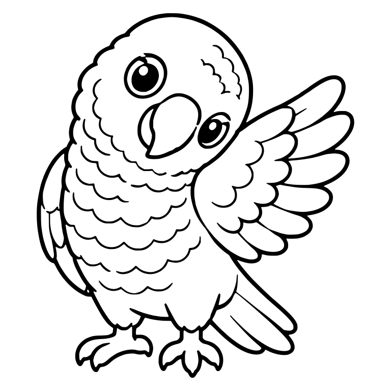 Parrot With Head Tilt and One Wing Raised — free animal SVG cut file