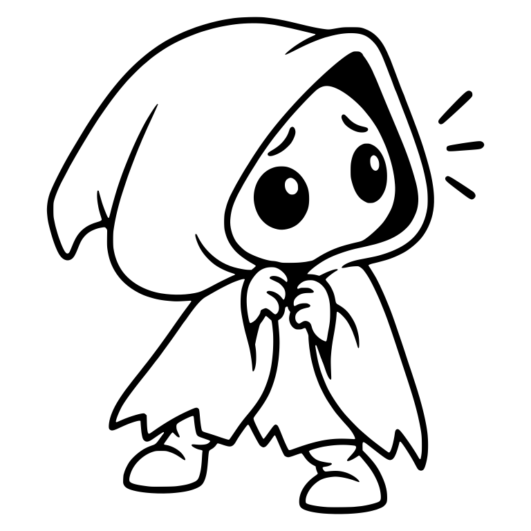 Startled Hooded Creature Clutching Ragged Cloak — free fantasy-creature SVG cut file