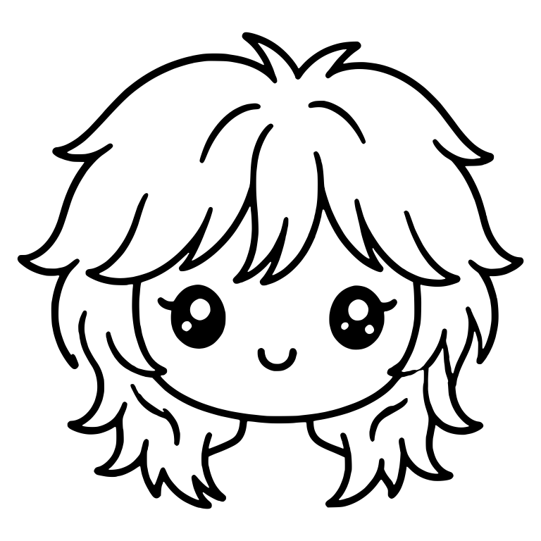 Tousled Shag Girl With Double Cowlick And Soft Smile — free characters SVG cut file
