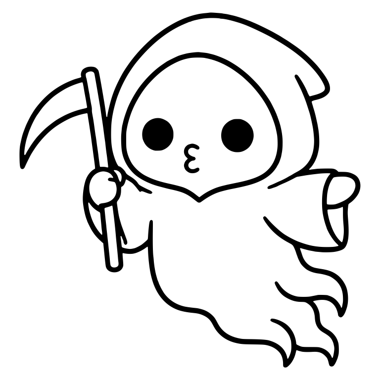 Floating Hooded Reaper Blowing a Kiss With Scythe — free characters SVG cut file