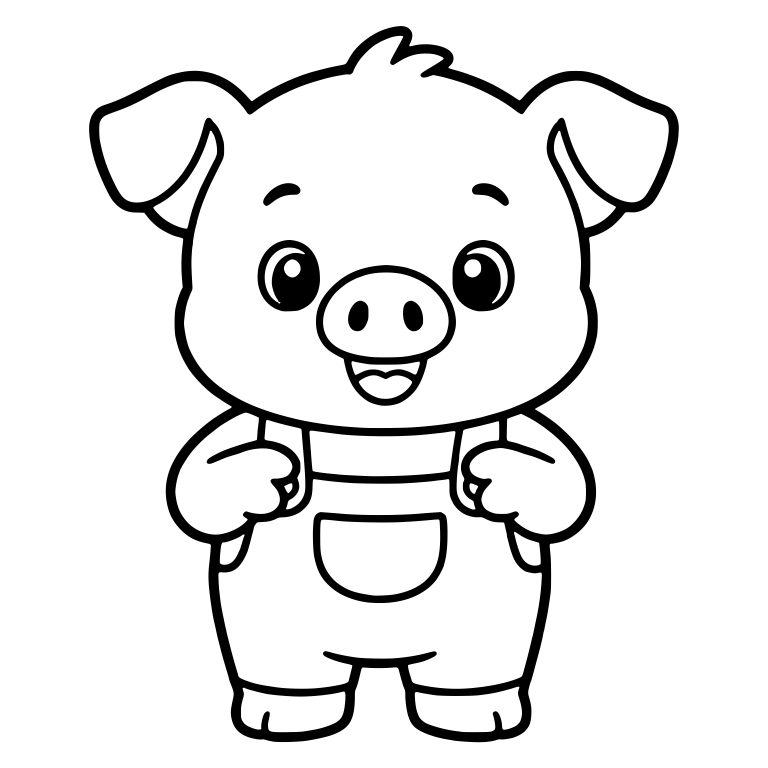 Piglet In Overalls Holding Straps With Both Hands — free animal SVG cut file