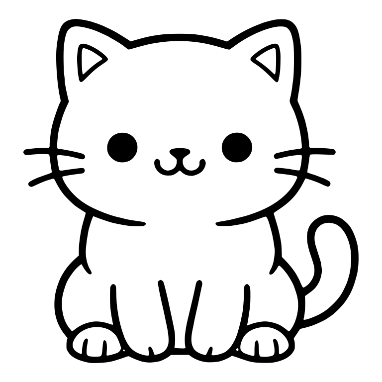 Kawaii Cat With Dot Eyes And Toe Lines On Paws — free animal SVG cut file