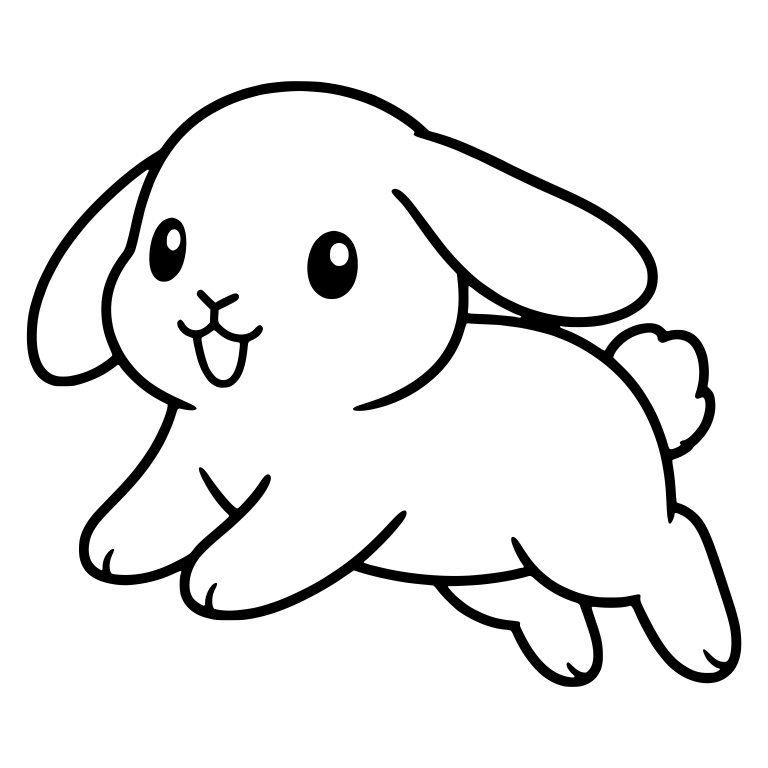 Leaping Lop Bunny With Open Happy Mouth — free animal SVG cut file