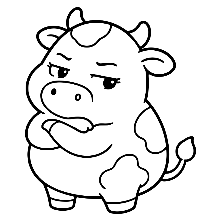 Cow With Lashes Tilting Head and Arms Crossed — free animal SVG cut file