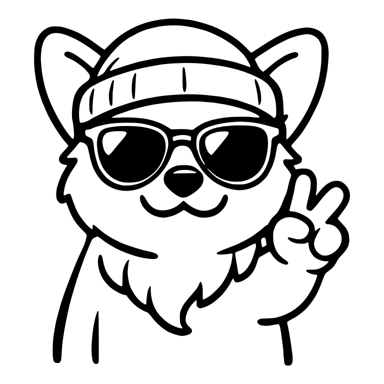 Corgi in Beanie and Sunglasses Flashing Peace Sign — free animal SVG cut file