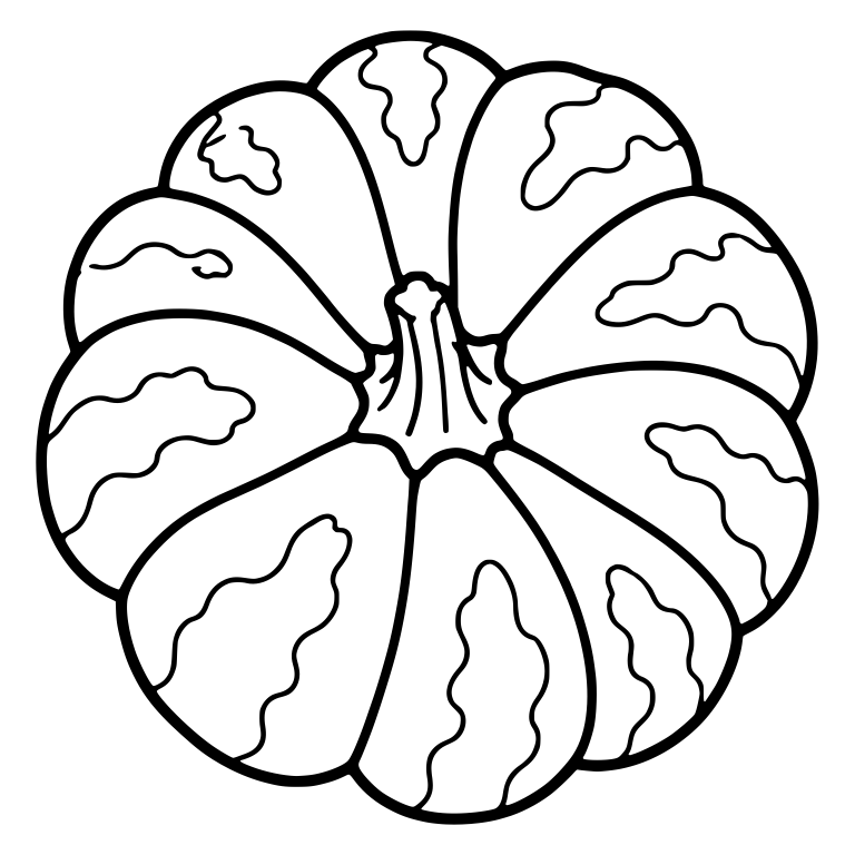 Top-Down Pumpkin with Radiating Ribs and Wavy Patches — free floral SVG cut file
