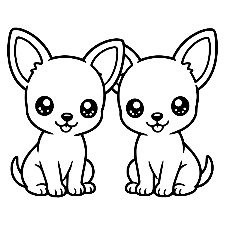 Two Chihuahua Puppy Siblings Sitting Side By Side — free animal SVG cut file