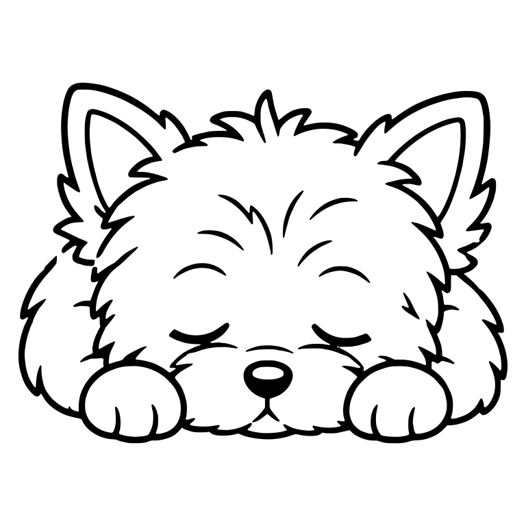 Sleeping Yorkie Puppy Resting Head on Paws — free animal SVG cut file