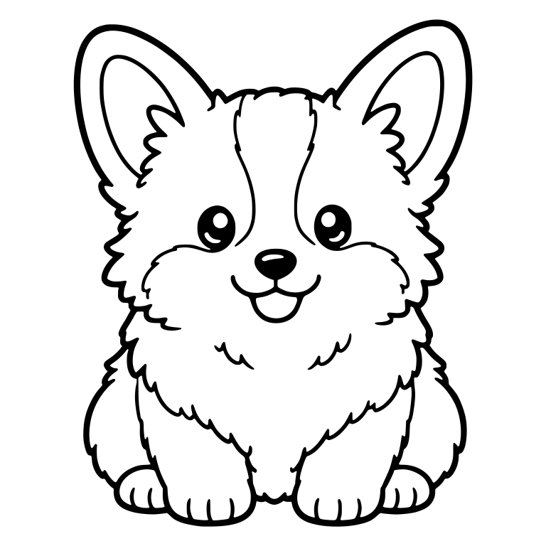 Fluffy Corgi Puppy Sitting With Sparkly Eyes — free animal SVG cut file
