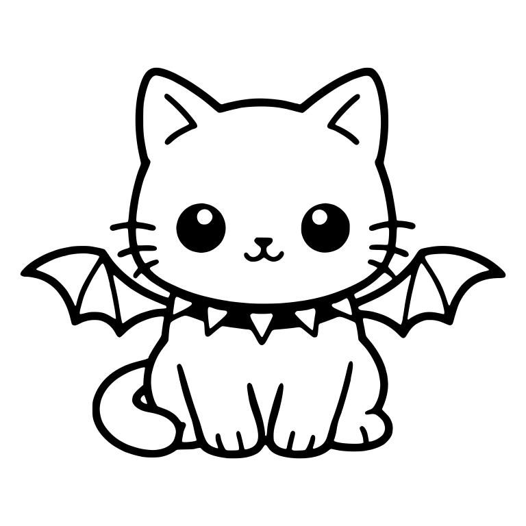 Sitting Kitten With Bat Wings And Spiked Collar — free animal SVG cut file