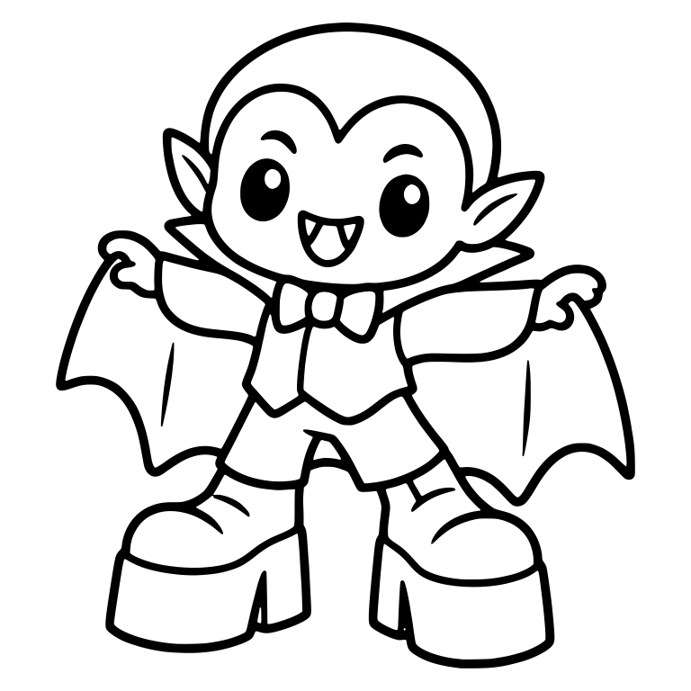 Little Vampire with Bat Cape and Platform Boots — free fantasy-creature SVG cut file