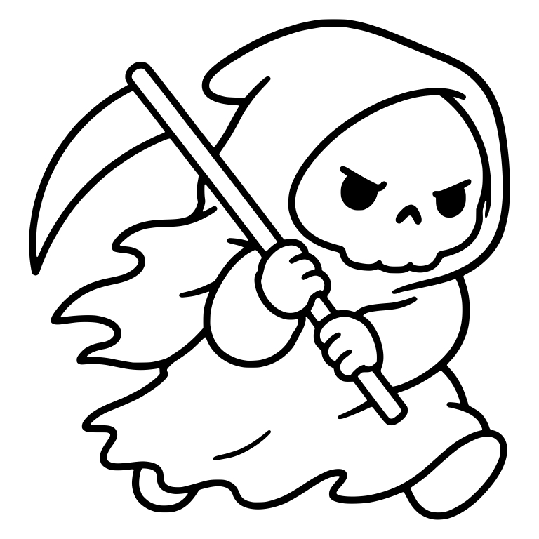 Grumbling Grim Reaper Charging With Raised Scythe — free characters SVG cut file