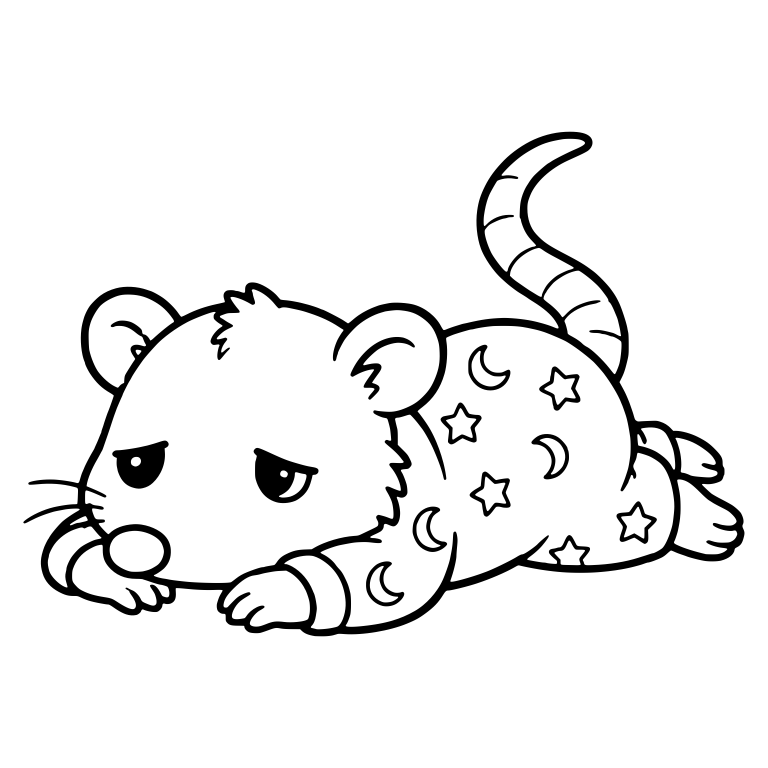 Sleepy Opossum in Star and Moon Pajamas — free animal SVG cut file