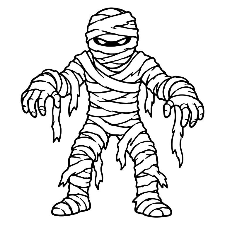 Standing Mummy With Arms Hanging and Torn Bandage Strips — free fantasy-creature SVG cut file