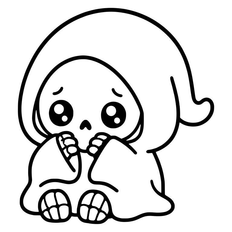 Worried Baby Reaper Sitting With Bony Feet — free characters SVG cut file