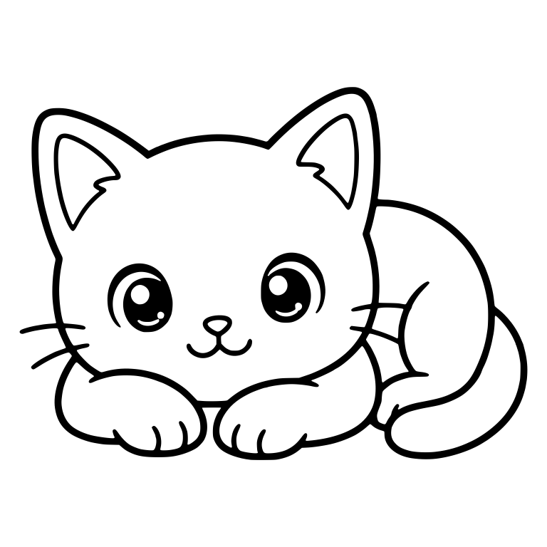 Lying Kitten With Front Paws Stretched Forward — free animal SVG cut file