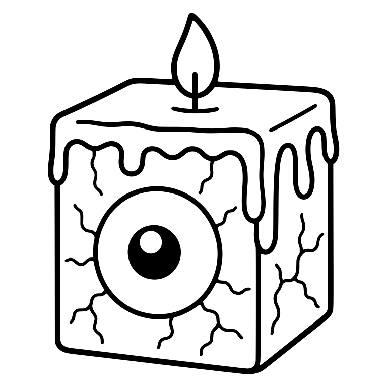 Cube Candle with Eyeball and Wax Drips — free objects SVG cut file