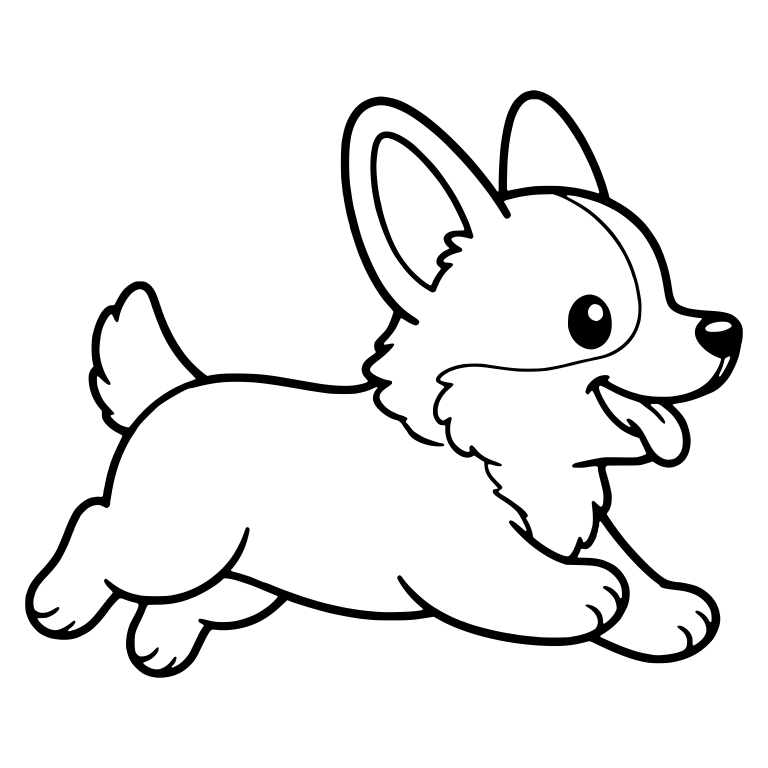 Running Corgi Puppy Facing Right in Side View — free animal SVG cut file