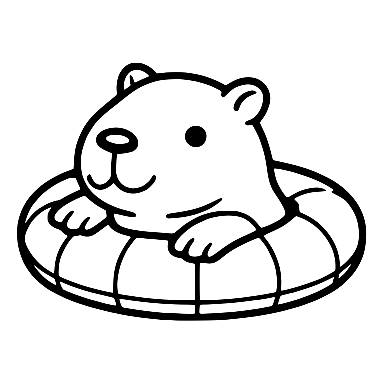 Capybara Relaxing in a Striped Swim Ring — free animal SVG cut file