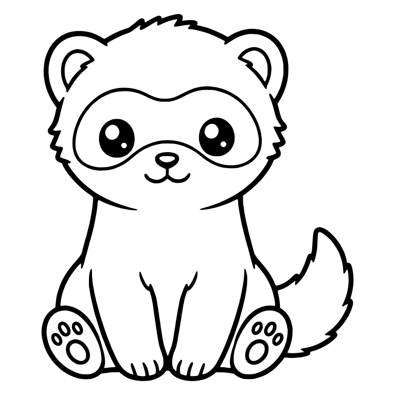 Kawaii Ferret Sitting With Big Eyes And Paw Pads — free animal SVG cut file