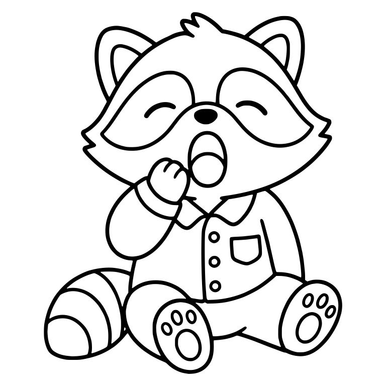 Yawning Raccoon in Button-Up Pajamas — free animal SVG cut file
