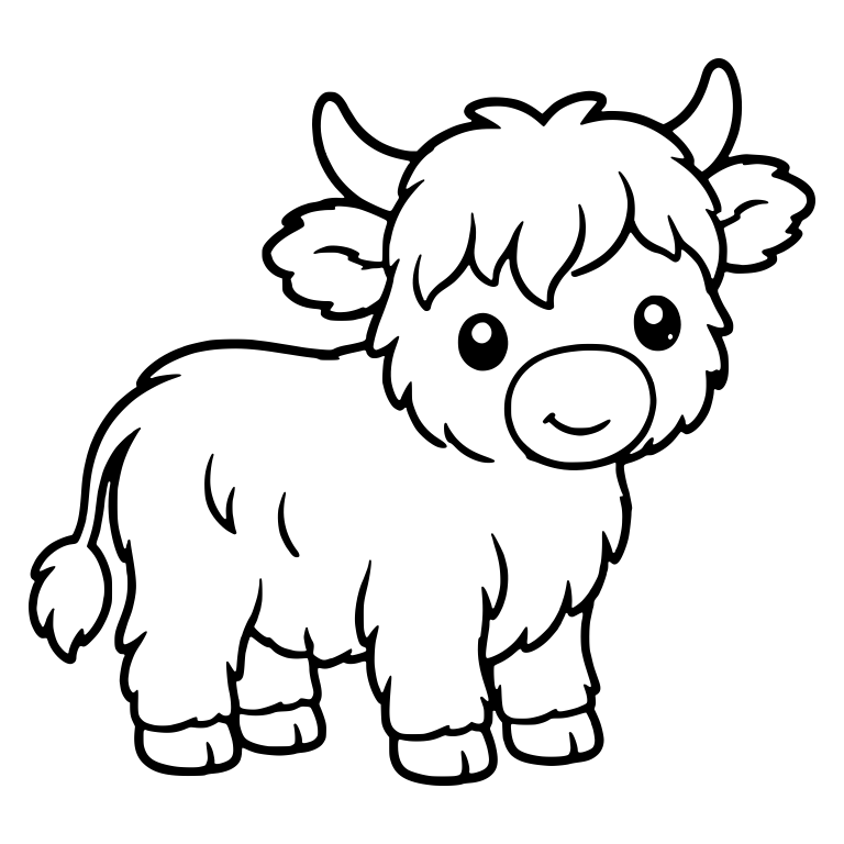 Highland Calf Standing in Side Profile With Long Tail — free animal SVG cut file