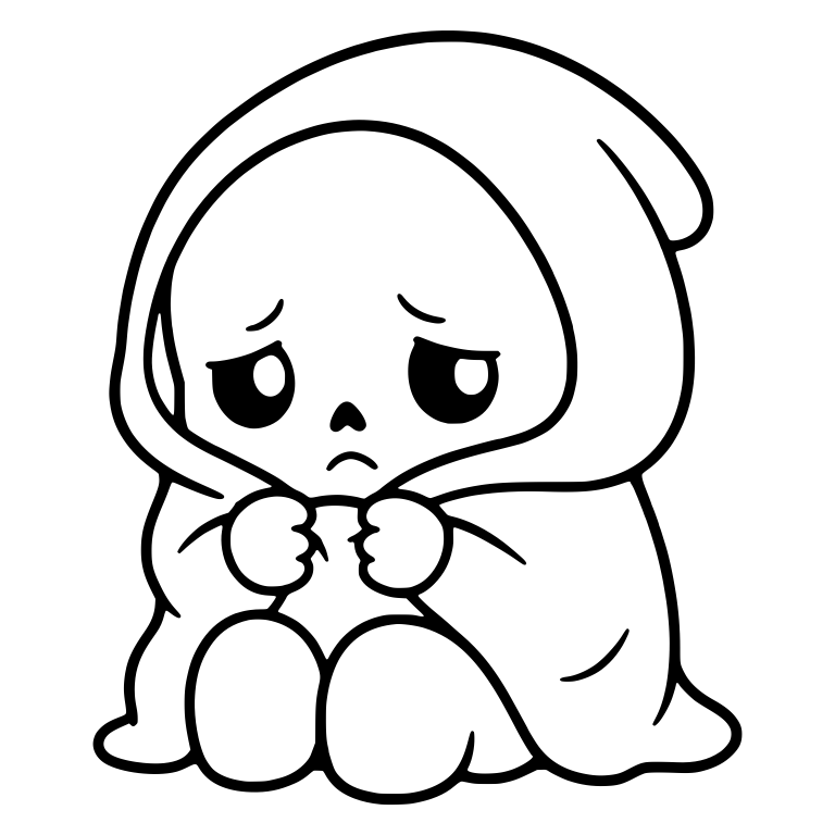 Sad Baby Reaper Huddled in a Cloak — free characters SVG cut file