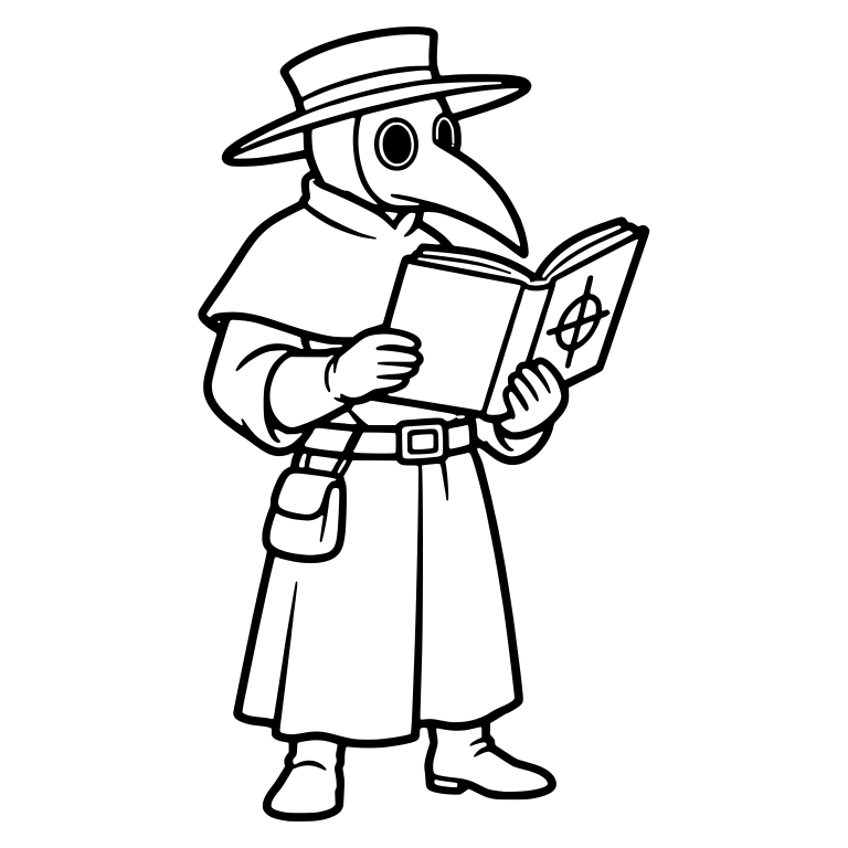 Plague Doctor Reading Book with Belt and Pouch — free characters SVG cut file