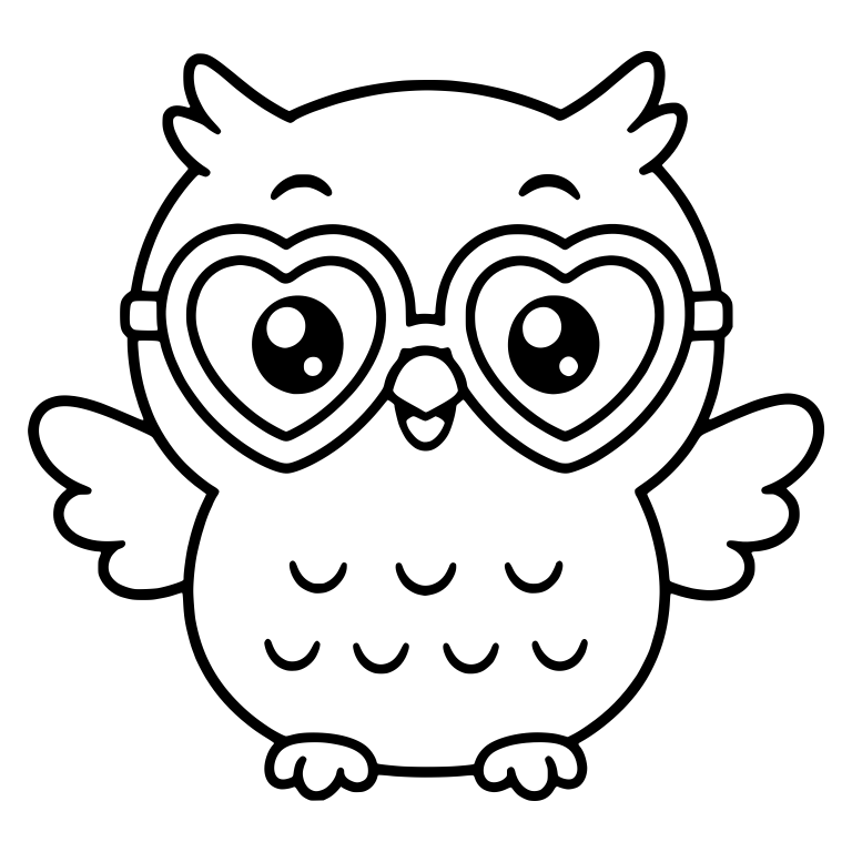 Smiling Owl in Heart Glasses with Wings Held Out — free animal SVG cut file
