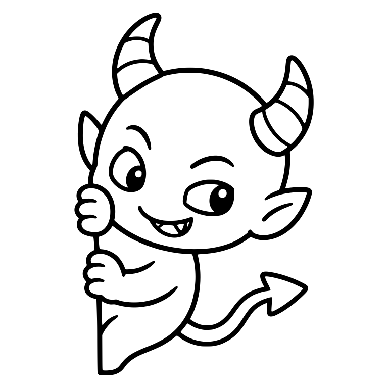 Mischievous Devil Peeking Around a Corner With Fangs — free fantasy-creature SVG cut file