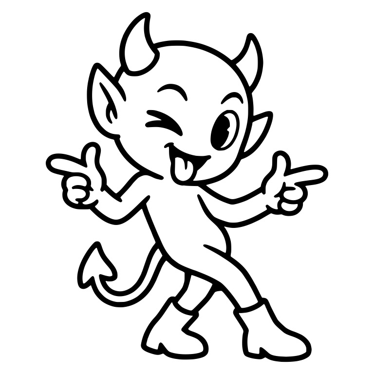 Winking Little Devil in Boots With Finger Guns — free fantasy-creature SVG cut file