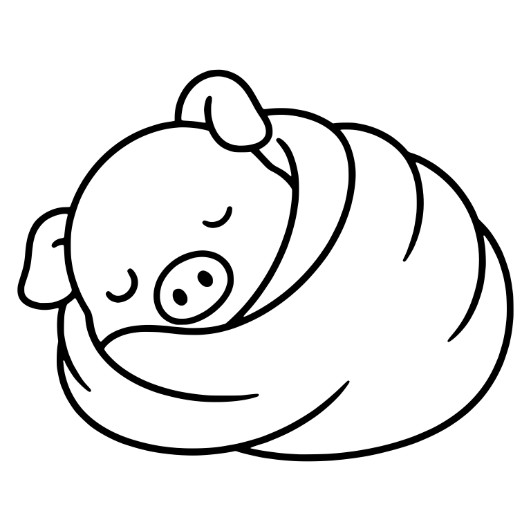 Piglet Sleeping Curled in a Blanket — free animal SVG cut file
