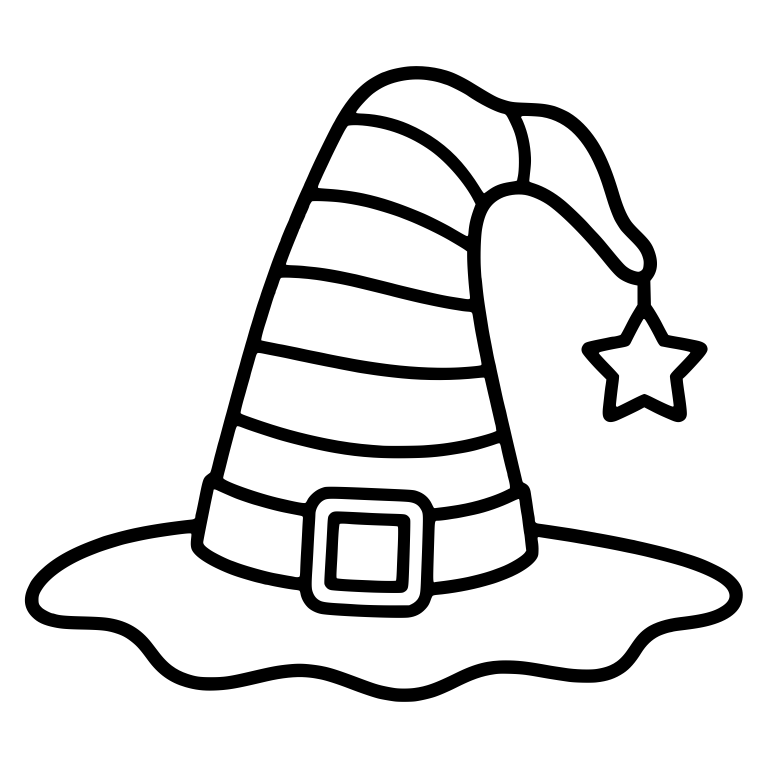 Striped Witch Hat With Dangling Star Charm — free objects SVG cut file