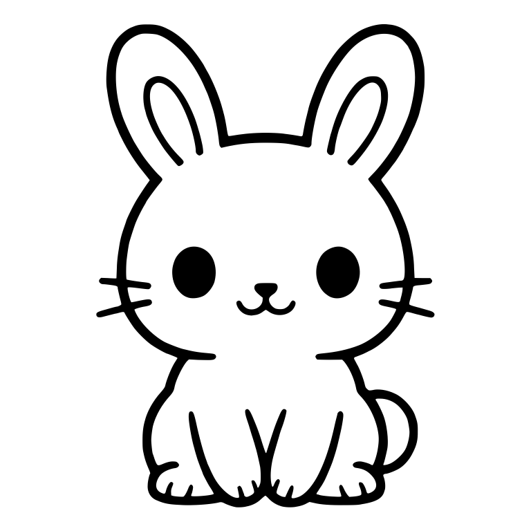 Sitting Bunny With Looped Inner Ears And Dot Eyes — free animal SVG cut file