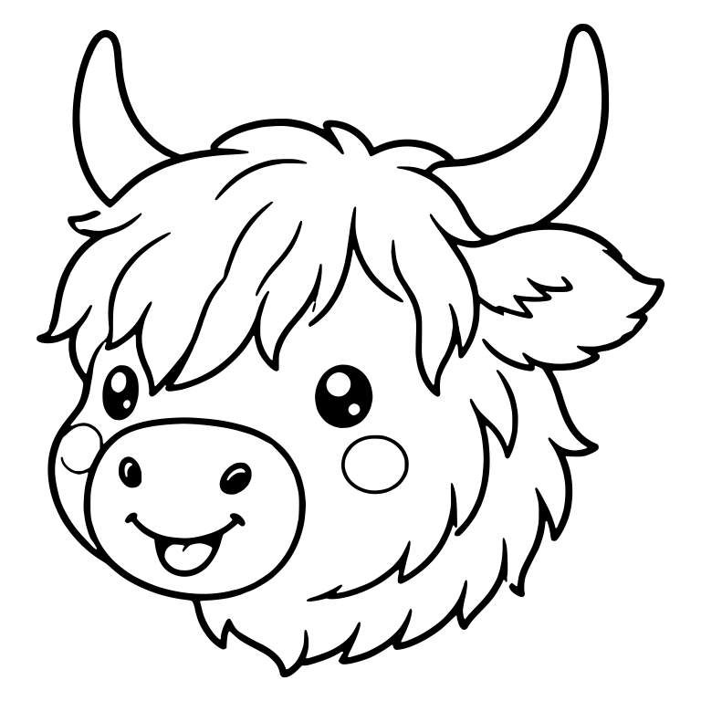 Tilted Highland Cow Face With Tongue Out — free animal SVG cut file