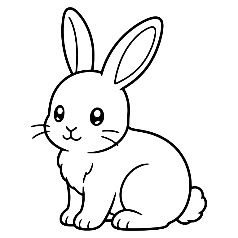 Long-Eared Bunny Sitting Side View With Chest Fur — free animal SVG cut file