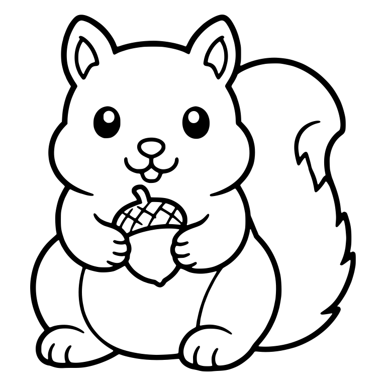 Chubby Squirrel Holding Acorn with Round Belly — free animal SVG cut file