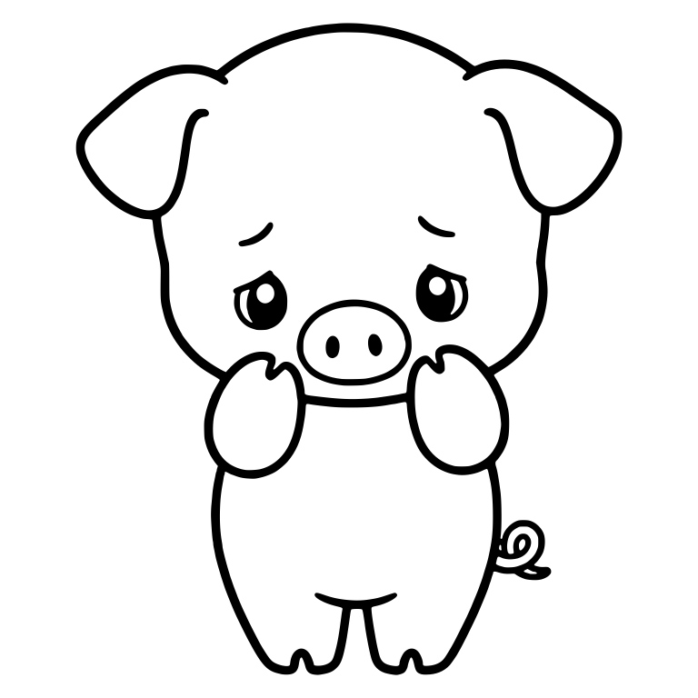 Shy Standing Piglet with Hooves Held Under Chin — free animal SVG cut file