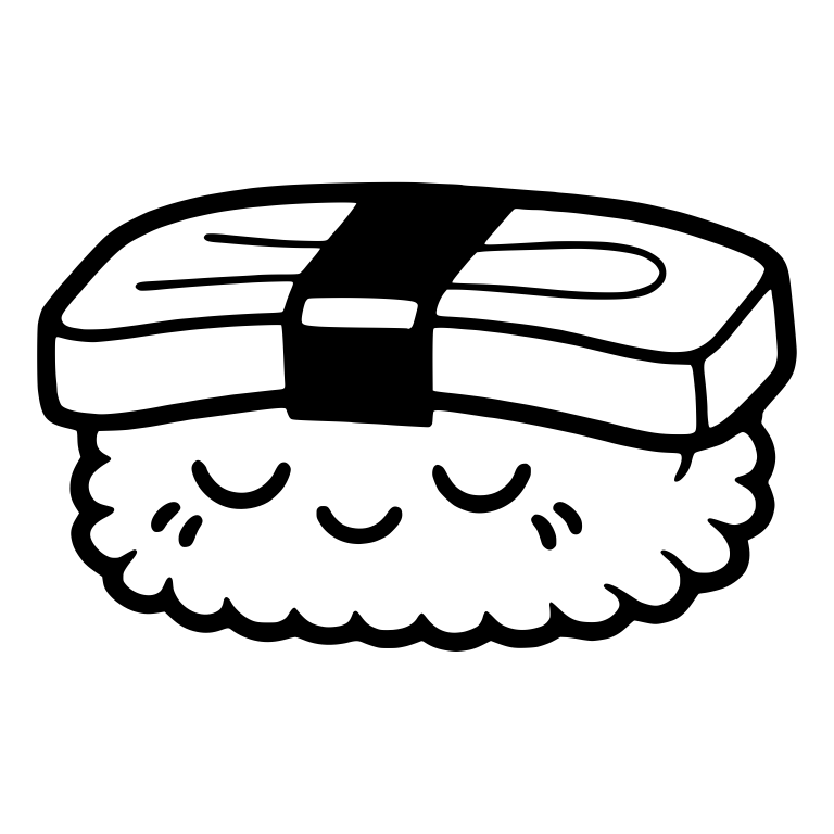 Sleepy Egg Nigiri With Nori Band and Closed Eyes — free food SVG cut file